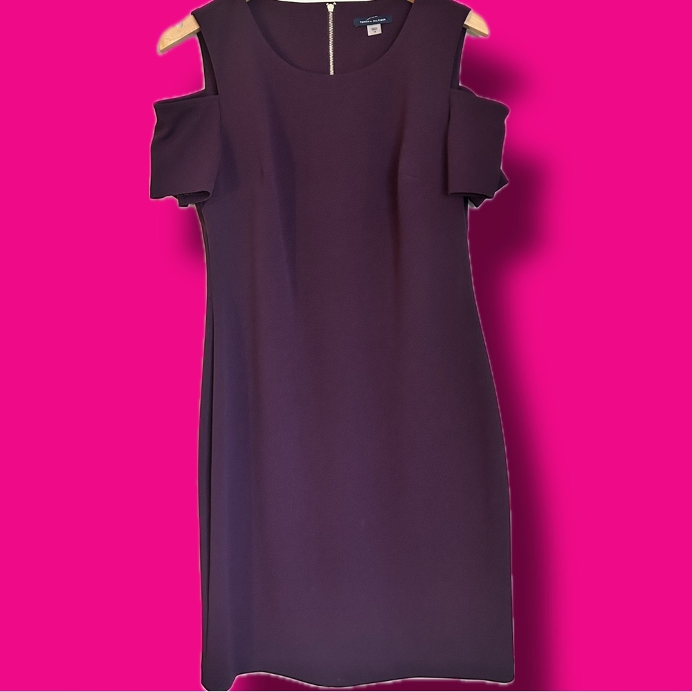 Elegant Purple Cold Shoulder Dress